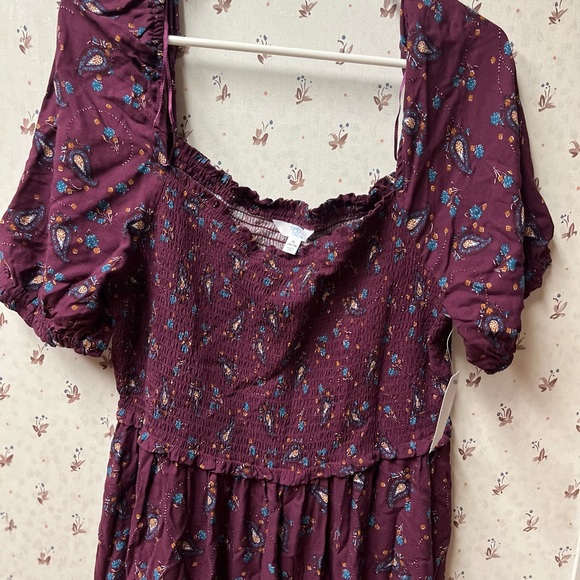 TIME AND TRU WOMENS MAROON WITH FLORAL PRINT. Elastic top NWT - Picture 4 of 4
